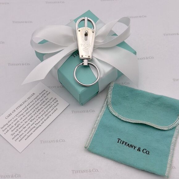 Tiffany & Co. Makers Valet Key Ring in Sterling Silver Stainless Steel Keychain - Picture 8 of 9